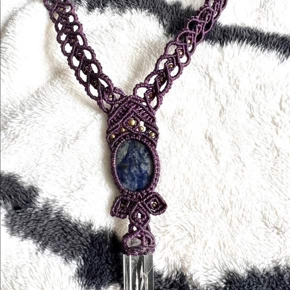 Sodalite + ST Quartz Hemp Necklace - Picture 4 of 6